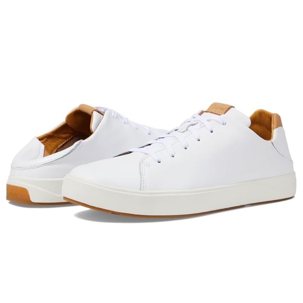 OluKai Lae'ahi Li 'Ili White Leather Sneakers Mens 9.5